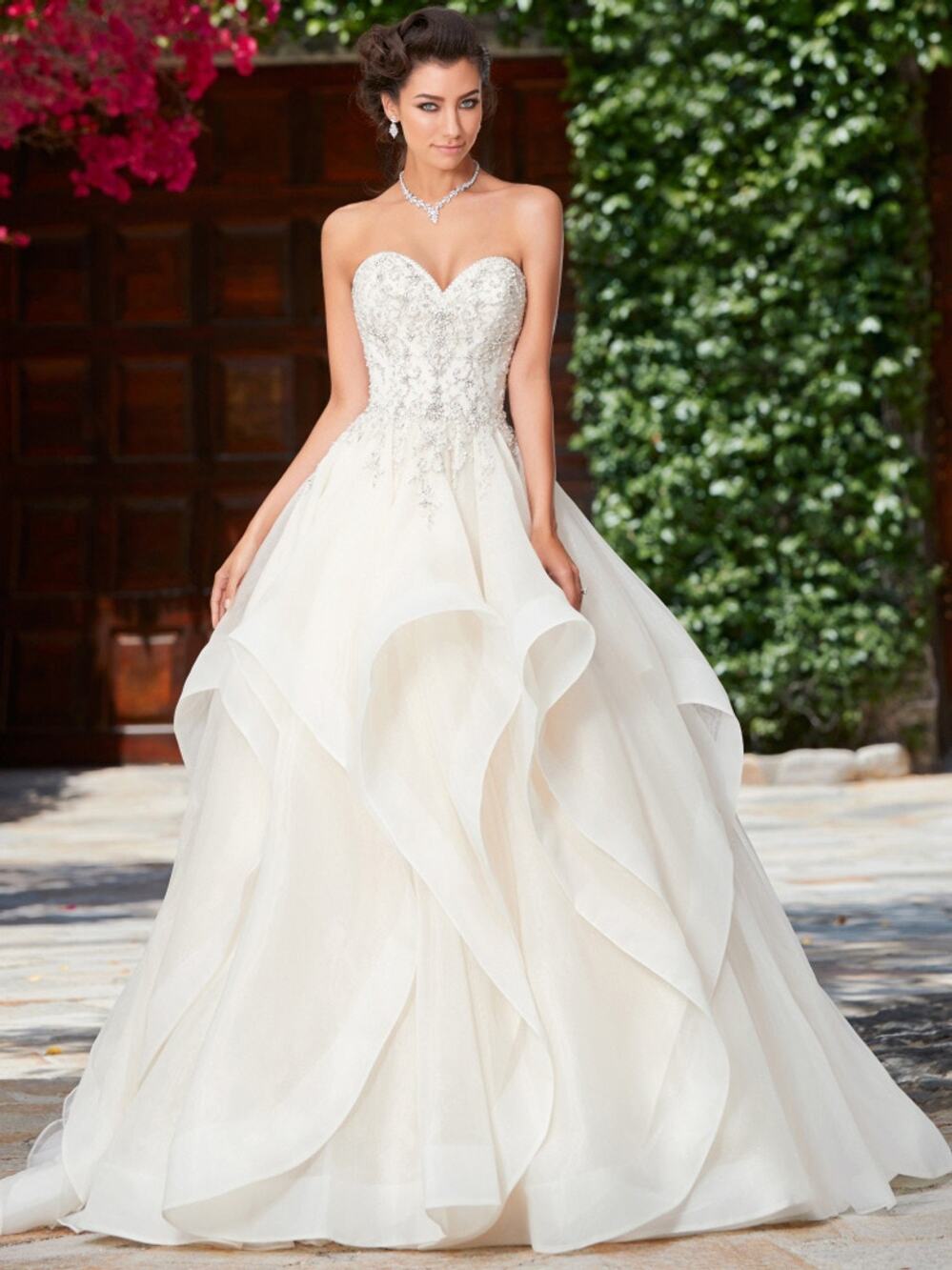 Kitty Chen Aletta Ruffle Ball Gown Bridal Wedding Dress Off White Beaded Corset